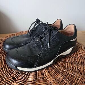 Birkenstock Footprints Lace Leather Sneaker Women’s 38 7.5 Black Cream Comfort